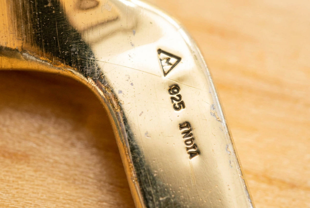 Interior close-up showing triangular symbol and 925 INDIA stamp