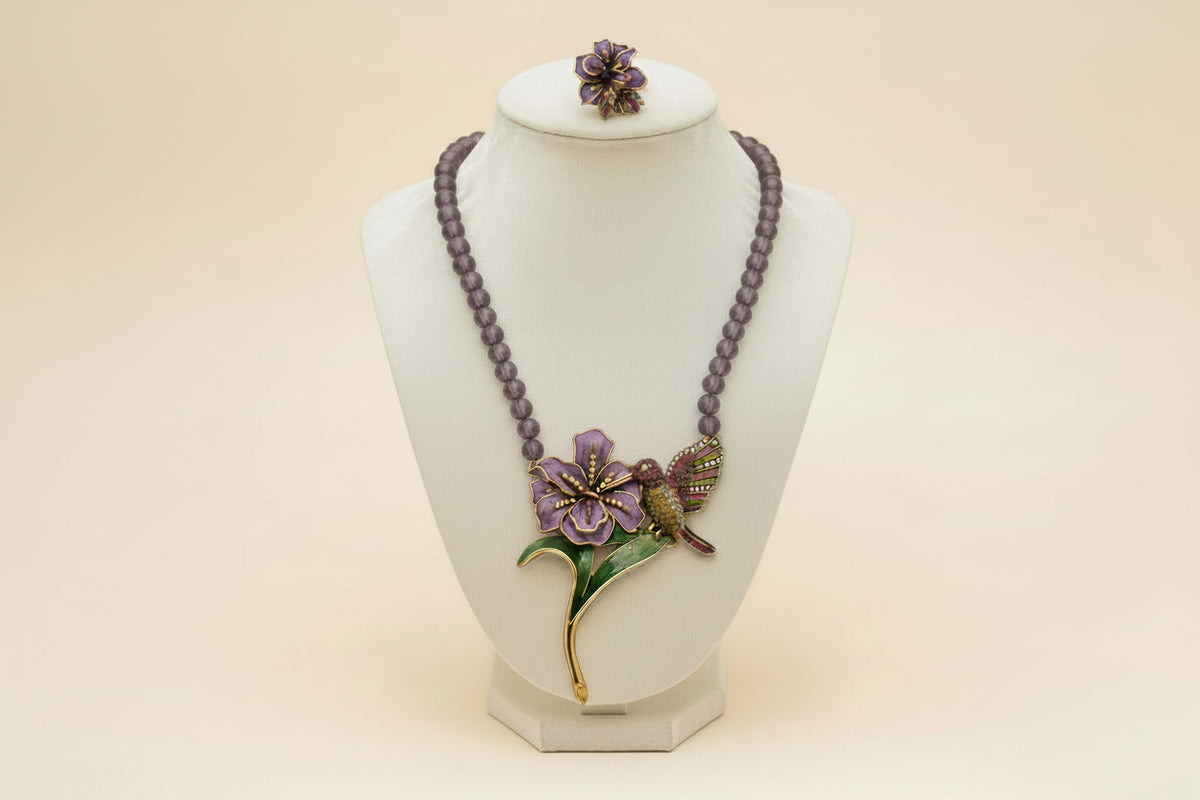 Purple and lavender Heidi Daus Nectar of Life necklace and matching ring