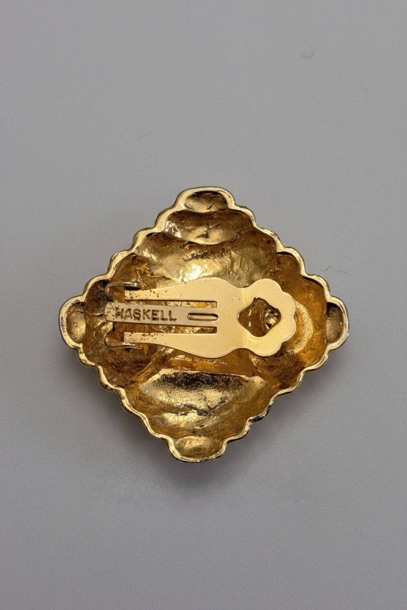 Miriam Haskell Gold Tone Clip Earrings