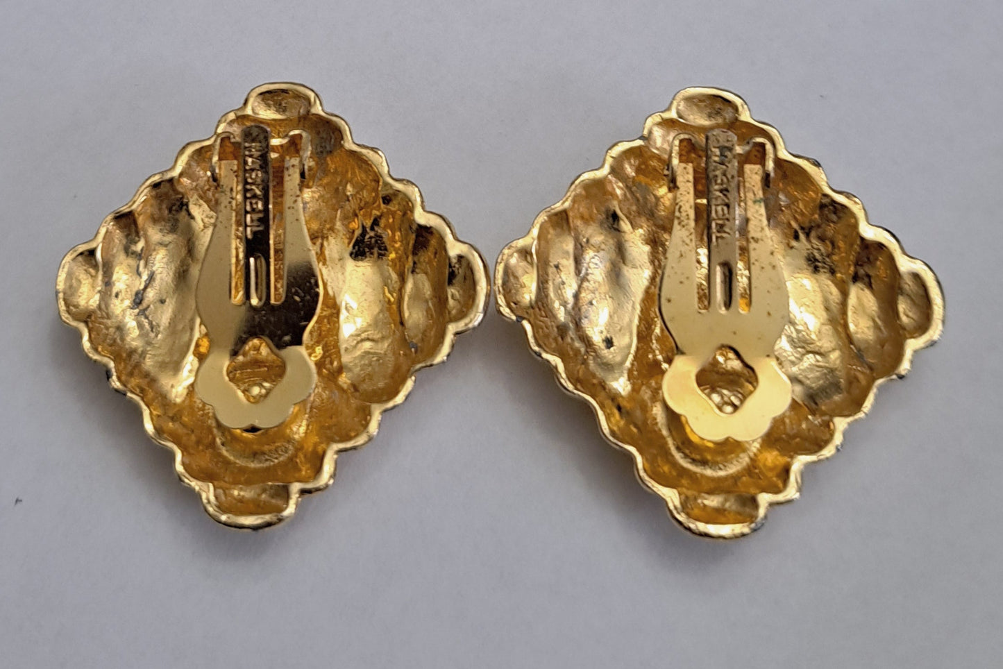 Miriam Haskell Gold Tone Clip Earrings