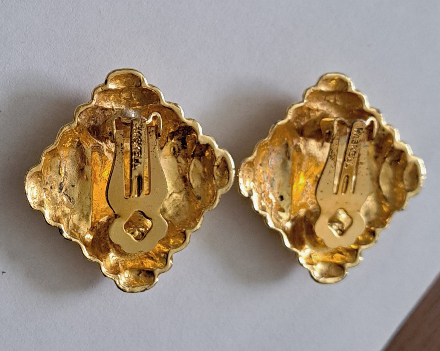 Miriam Haskell Gold Tone Clip Earrings