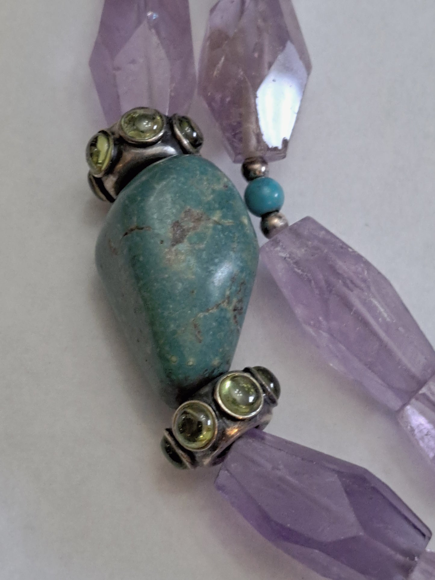 Vintage Amethyst and Turquoise 2-Strand Necklace by Hassand Bounkit