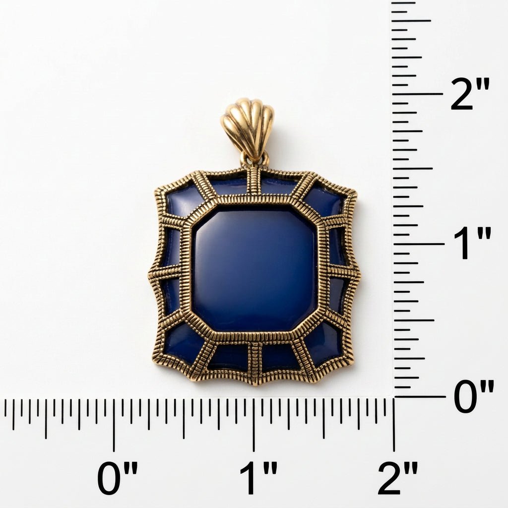 Additional measurement view of blue Barse pendant