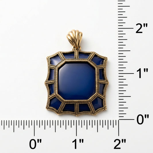 Additional measurement view of blue Barse pendant