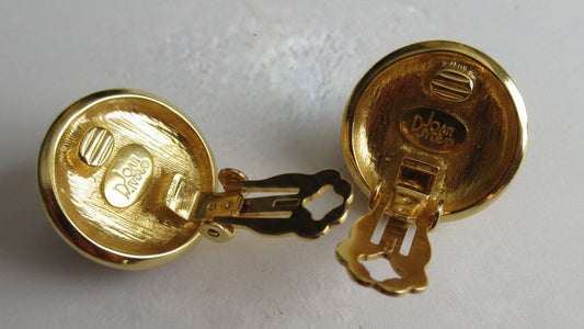 Joan Rivers Brown Enamel Dome Clip Earrings