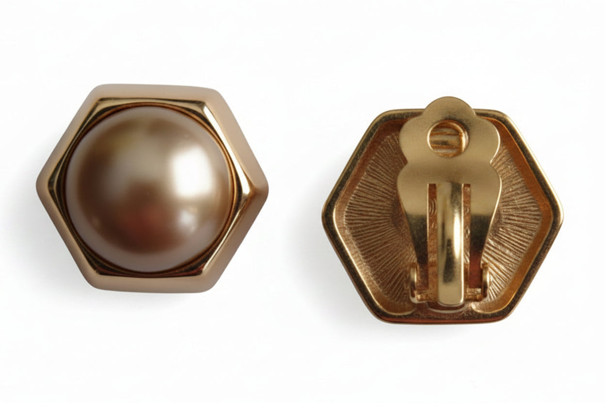 Joan Rivers Rose Gold Tone Faux Pearls Clip Earrings
