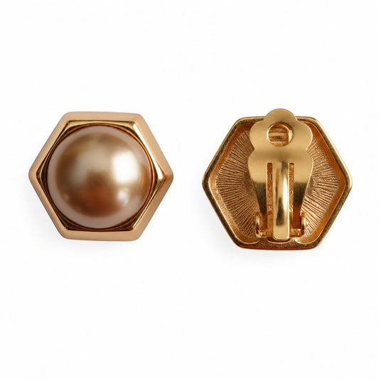 Joan Rivers Rose Gold Tone Faux Pearls Clip Earrings