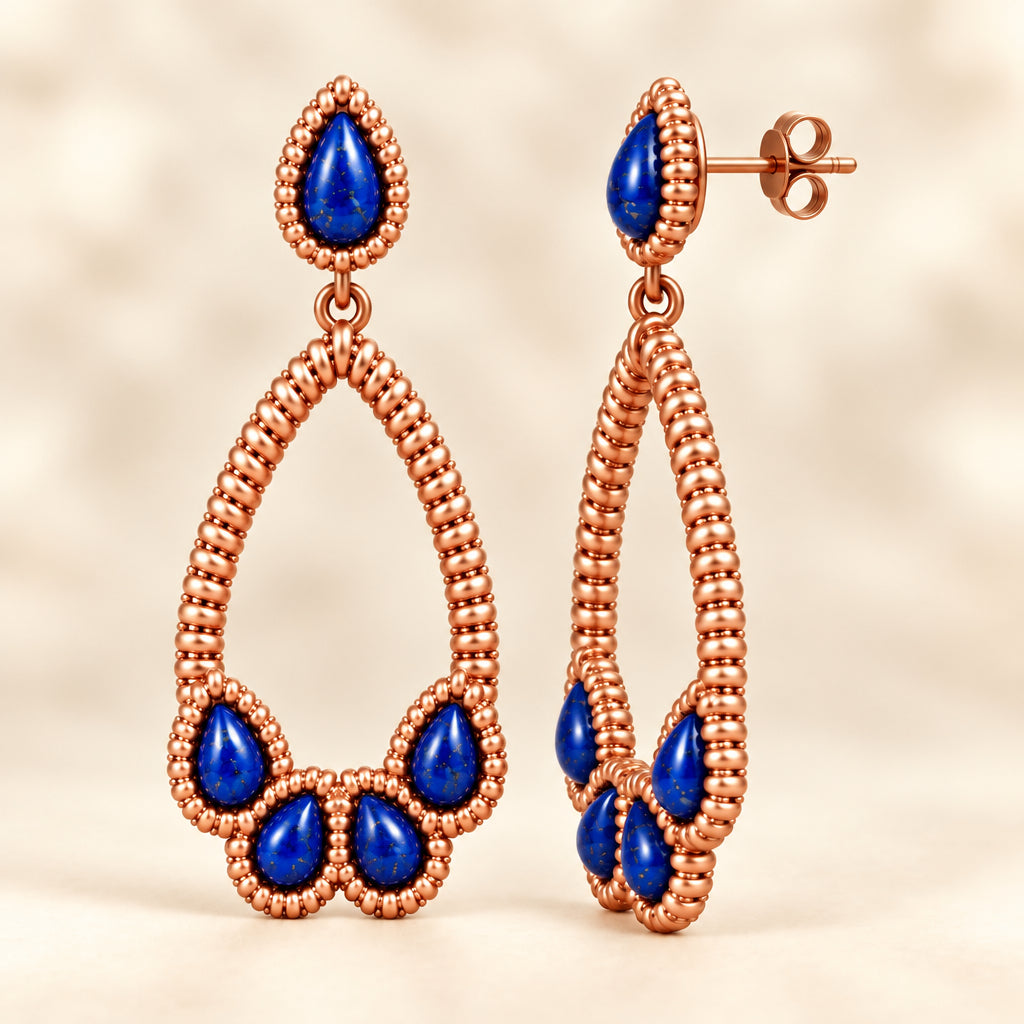 Additional front view of Barse teardrop earrings